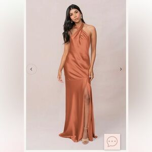 Revelry Athena Satin Bridesmaid Dress in Copper 725 - Size 6